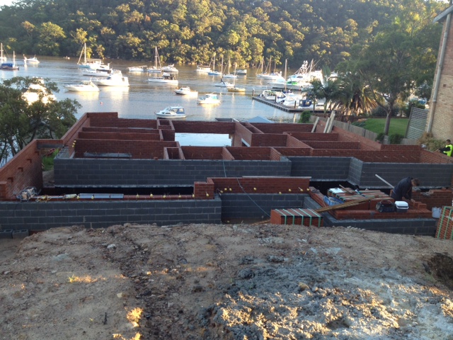 Cavity brick construction, waterfront at Brooklyn